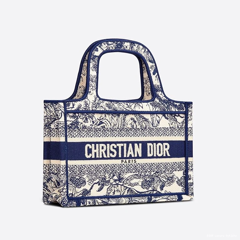 Cheap Dior De Mini Canvas Blue Toile Motif Book Jouy Tote 0716 Luxury